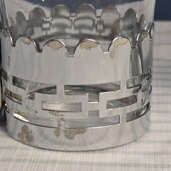 Vintage Libbey Federal Glass Chrome Coffee Tea Cups Set - Picture 6 of 9